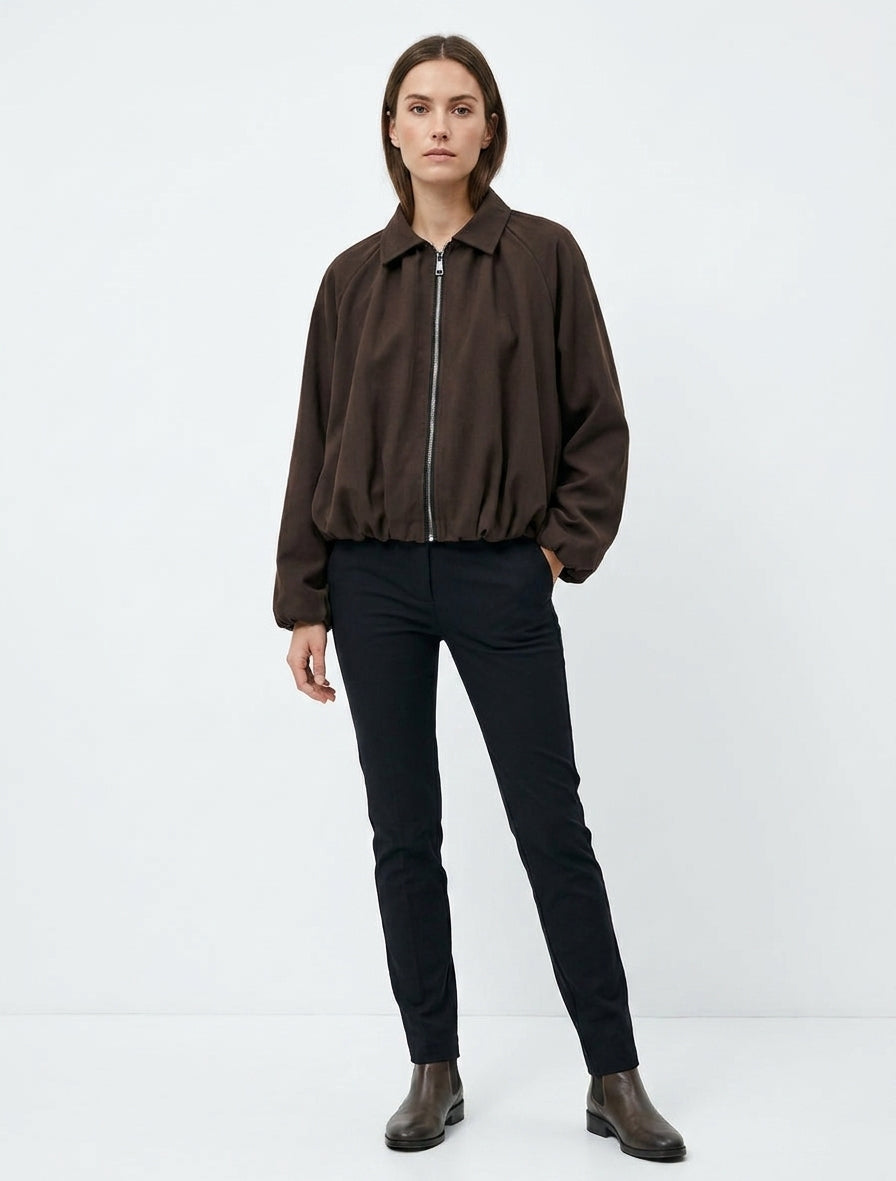 Bomber met elastische boorden - Bruin