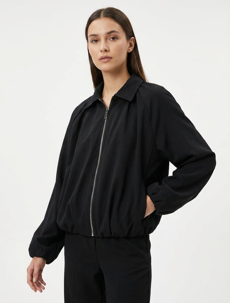Bomber met elastische boorden - Zwart