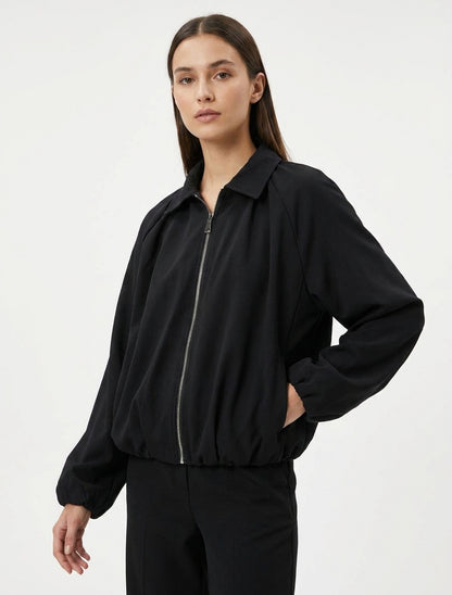 Bomber met elastische boorden - Zwart