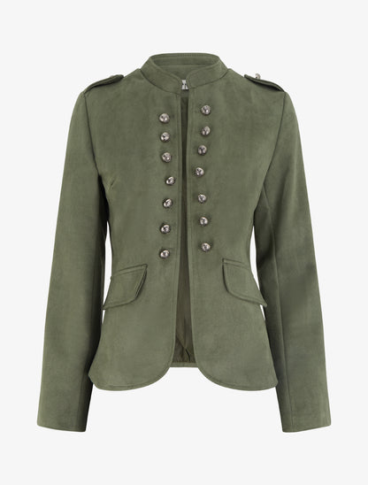 Veste en suédine style officier - Kaki - 1