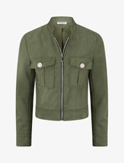 Veste en suédine zippée à poche à rabat - Kaki - 1