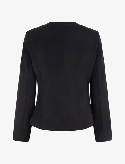 Veste en suédine boutonnée à col rond - Noir - 2