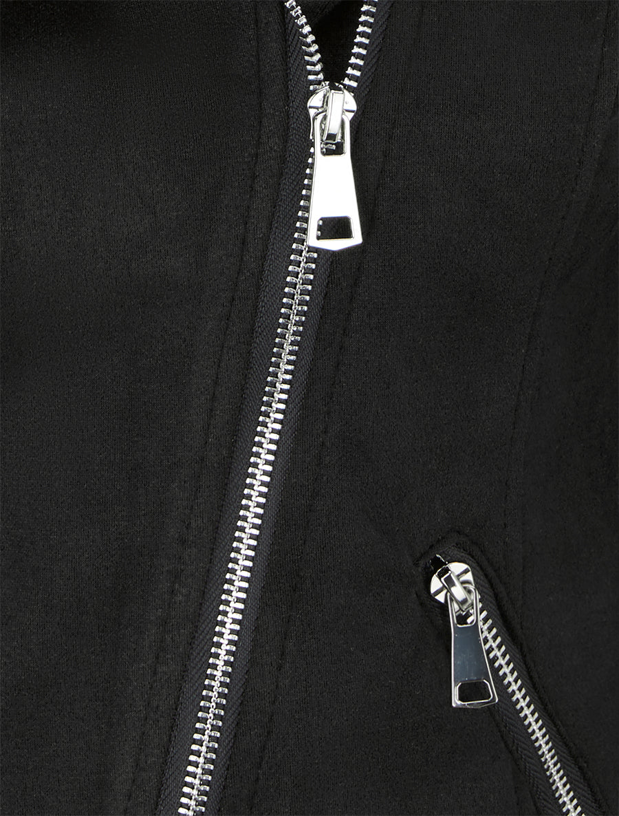 Veste style perfecto en suédine - Noir - 3