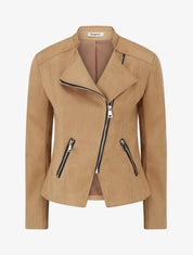 Veste style perfecto en suédine - Beige foncé - 1