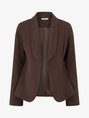 Blazer ouvert en feutrine motif chevron - Marron - 1