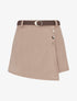 Jupe-short suédine à boutons décoratifs - Beige - 1