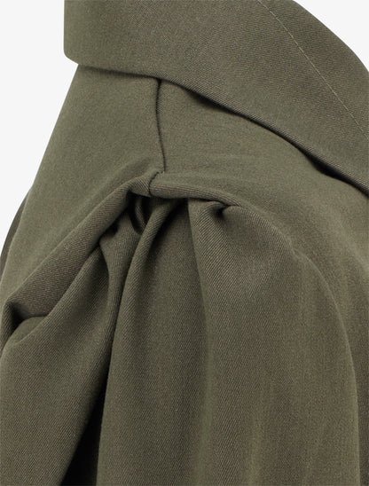 Blouse élastiquée à col à pied - Kaki - 3