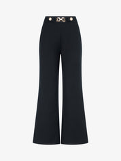 Pantalon ample taille haute bijoux - Noir - 1