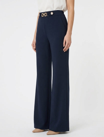 Hoge taille wijde broek sieraden - Marine
