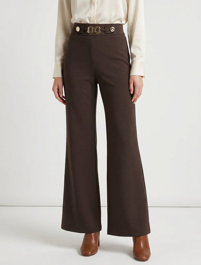 Hoge taille wijde broek sieraden - Bruin