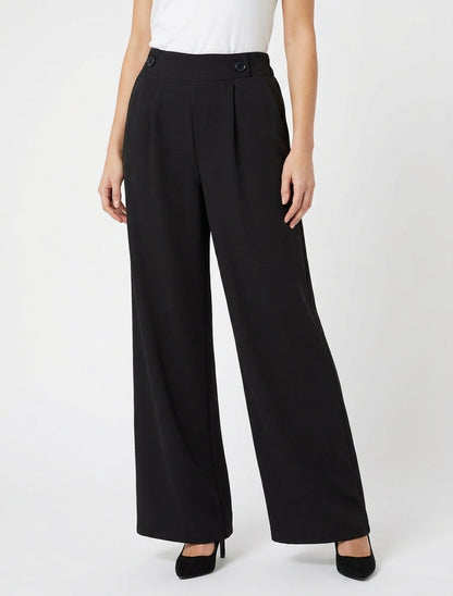 Effen broek met elastische tailleband - Zwart