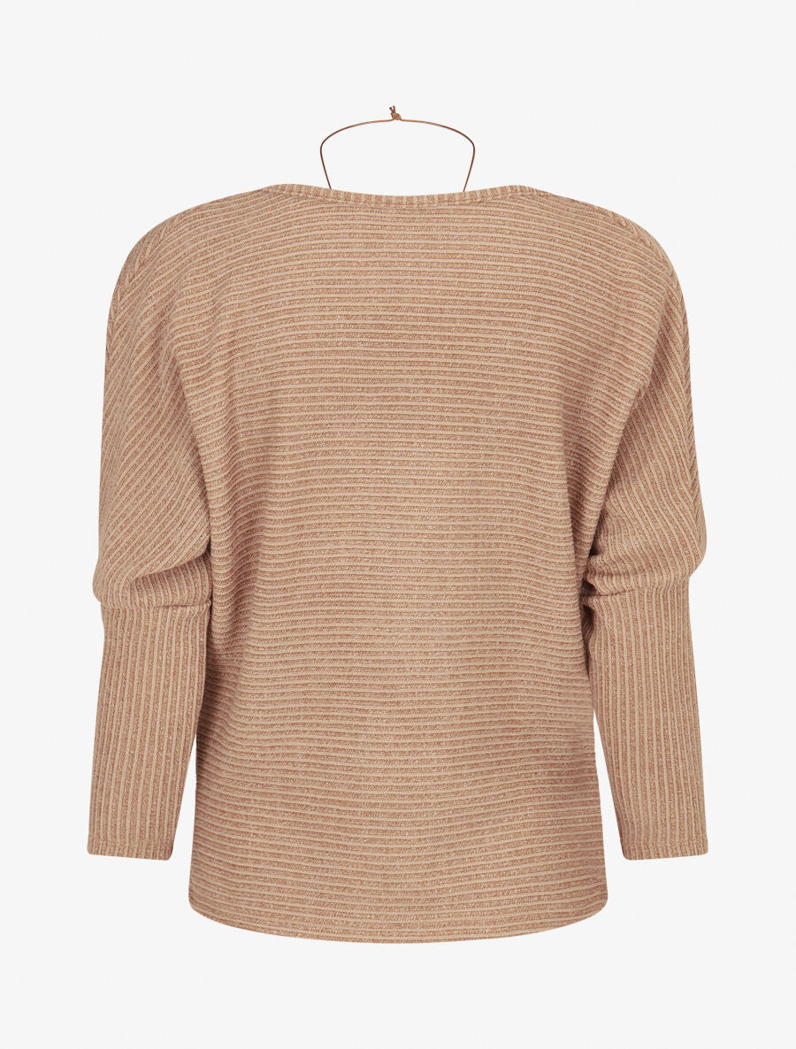 Pull côtelé et irisé - Taupe - 2