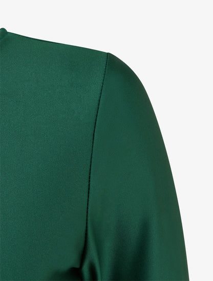 Robe mi-longue à bijou métal - Vert - 3