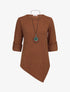 Pull long côtelé et asymétrique - Marron - 5
