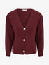 Gilet ample en maille épaisse à col V - Lie de vin - 1