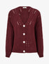 Gilet ample en maille ajourée à col V - Lie de vin - 1
