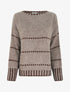 Pull coupe carrée à rayures style pointillé - Taupe - 1