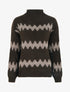 Pull ample à col montant et motif graphique - Marron - 1