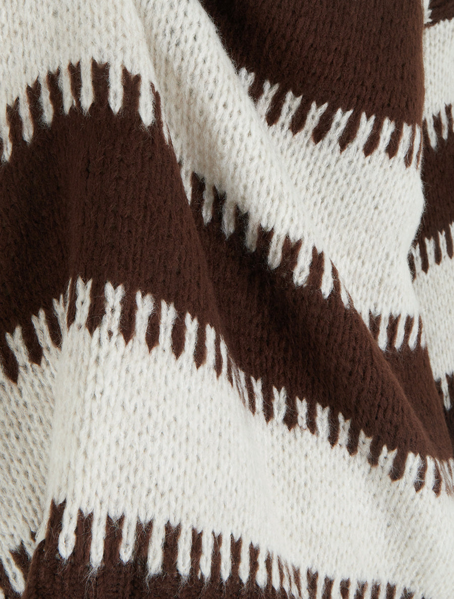 Pull coupe carrée à rayures fantaisies - Marron - 3