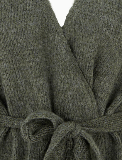 Gilet mi-long ceinturé coupe ample - Kaki - 3