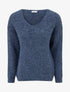 Pull coupe ample en laine mélangée à col V - Bleu - 1