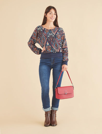 Top imprimé graphique en voile - Marine - 4