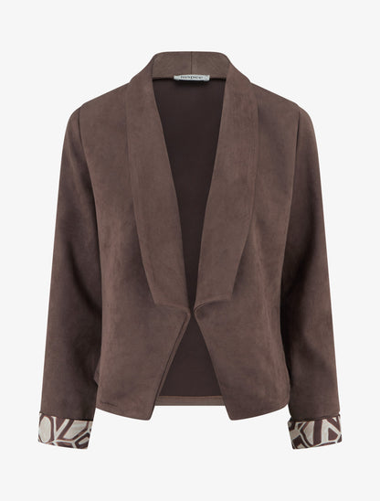 Veste suédine poignets à revers imprimé - Marron - 1
