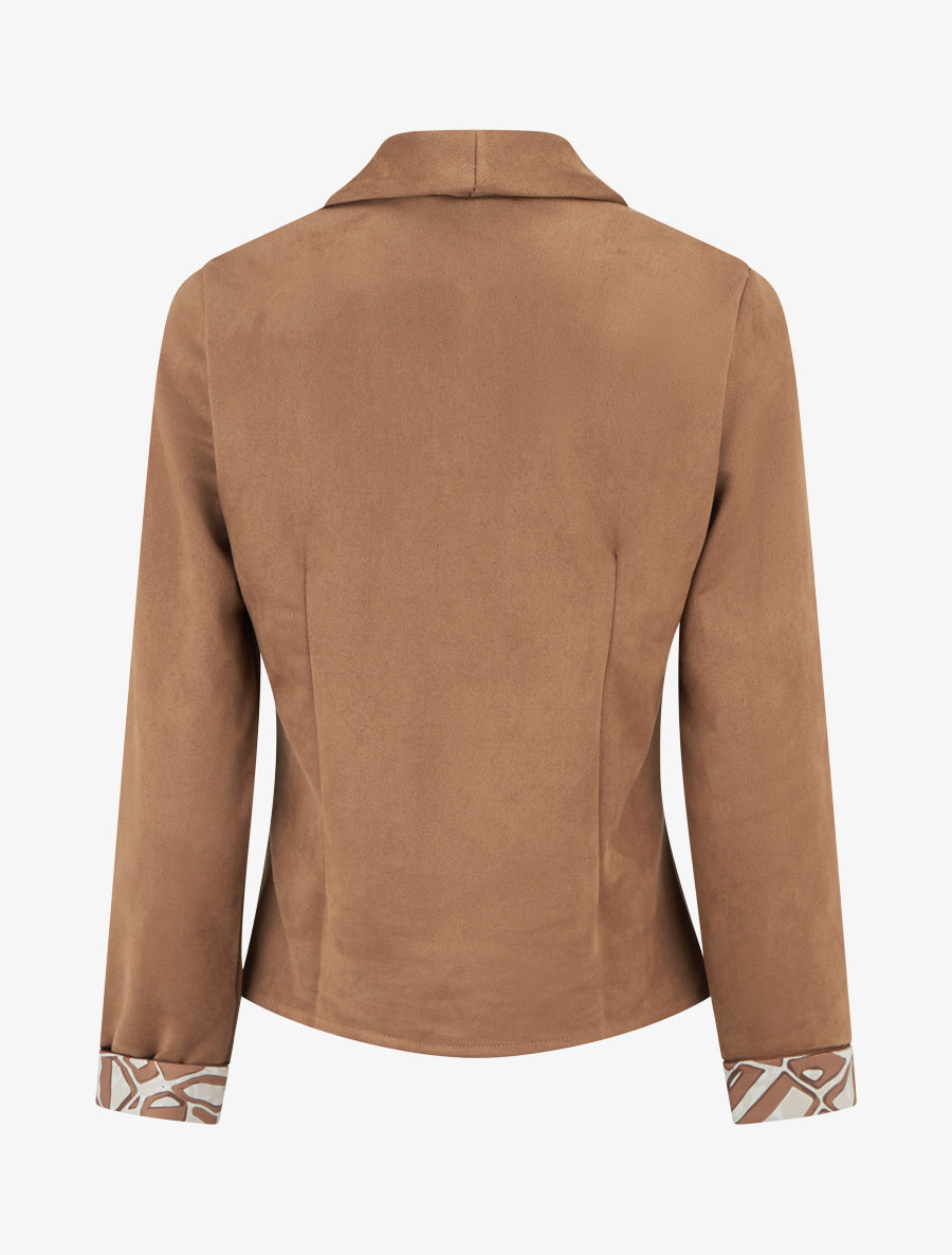 Veste suédine poignets à revers imprimé - Camel - 2