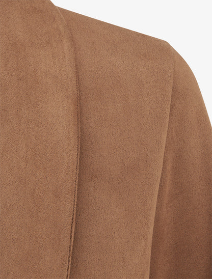 Veste suédine poignets à revers imprimé - Camel - 3