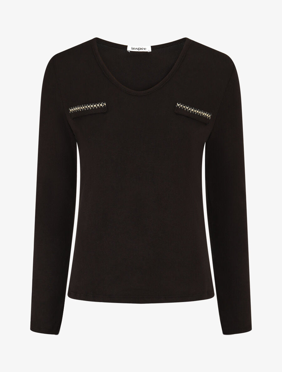 Pull fin à détails irisés - Noir - 1