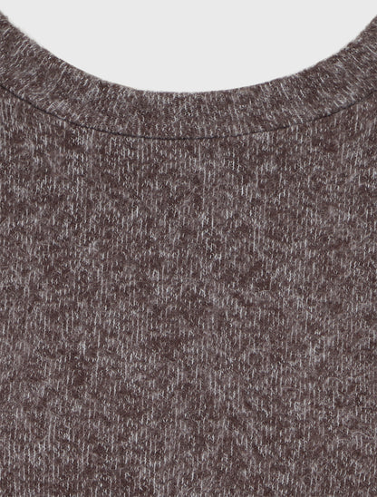 Pull droit duveteux à bord en voile - Marron - 3