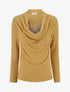 Pull droit effet doublé à col bénitier et bijou - Moutarde/beige - 1