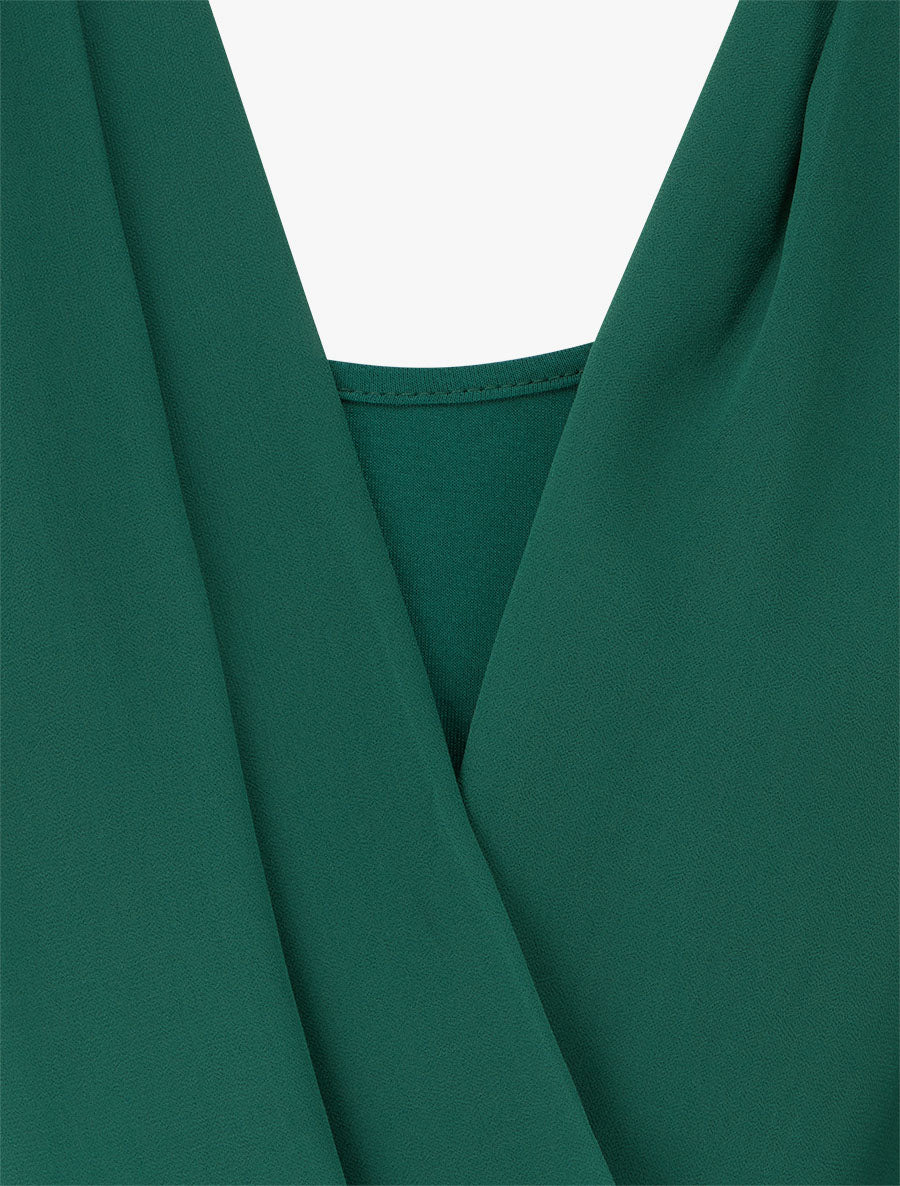 Top boule en voile à col cache-coeur - Vert foncé - 3