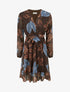 Robe irisée à imprimé feuilles et bords volantés - Marron - 1