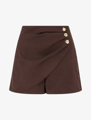 Short style jupe en suédine à effet drapé - Marron - 1