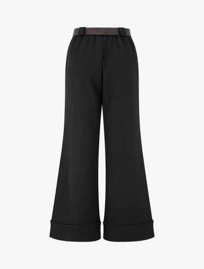 Pantalon taille haute à revers - Noir - 2
