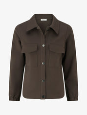 Veste unie à poignets élastiqués - Marron - 1