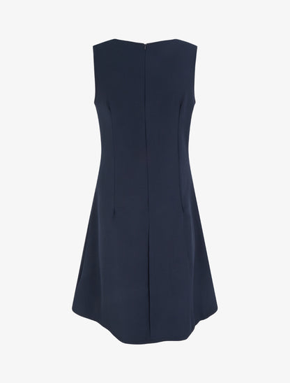 Robe sans manches à empiècement bijou - Marine - 2