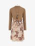 Robe bimatière à imprimé feuillage stylisé - Camel - 1