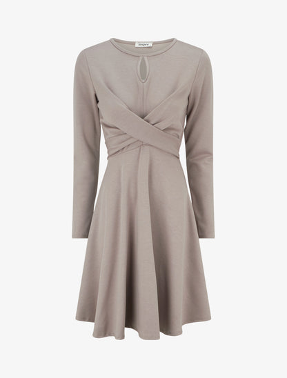 Robe patineuse à taille effet croisé - Taupe - 1