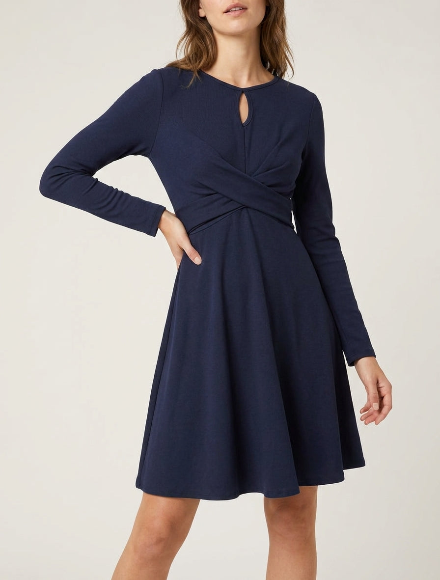 Skaterjurk met gekruist taille-effect - Marine