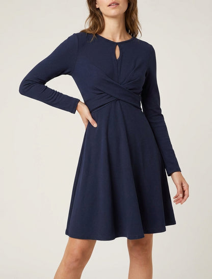 Skaterjurk met gekruist taille-effect - Marine