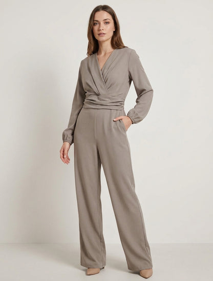 Lange mouwen jumpsuit met gedrapeerd taille-effect - Mol