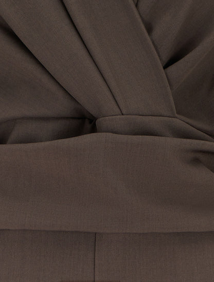 Combinaison manches longues à taille effet drapé - Marron - 3