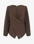 Top droit à bords boutonnés et effet croisé - Marron - 1