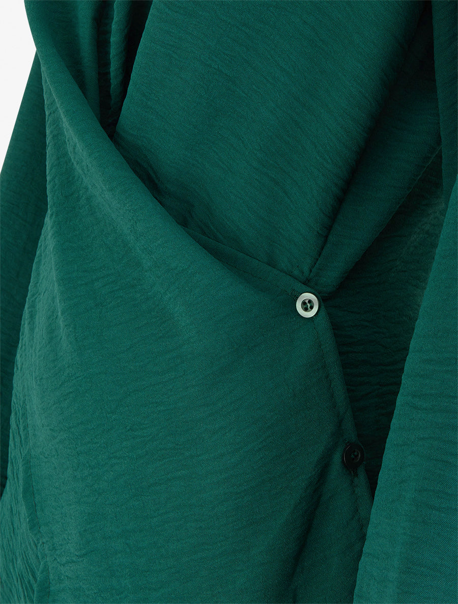 Top droit à bords boutonnés et effet croisé - Vert foncé - 3