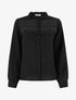 Blouse à col montant volanté et dentelle - Noir - 1
