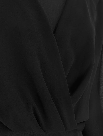 Top à manches style chauve-souris et pans cache-coeur - Noir - 3