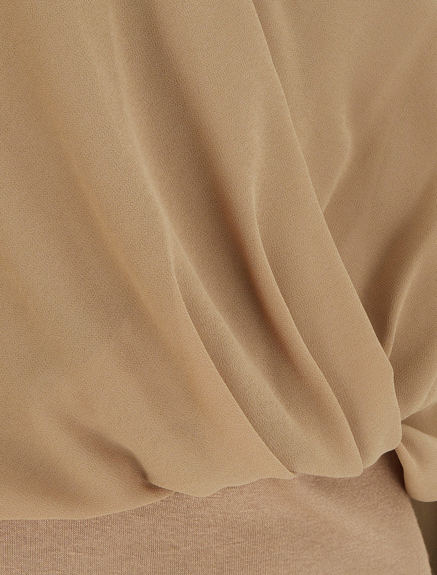 Top à manches style chauve-souris et pans cache-coeur - Beige foncé - 3