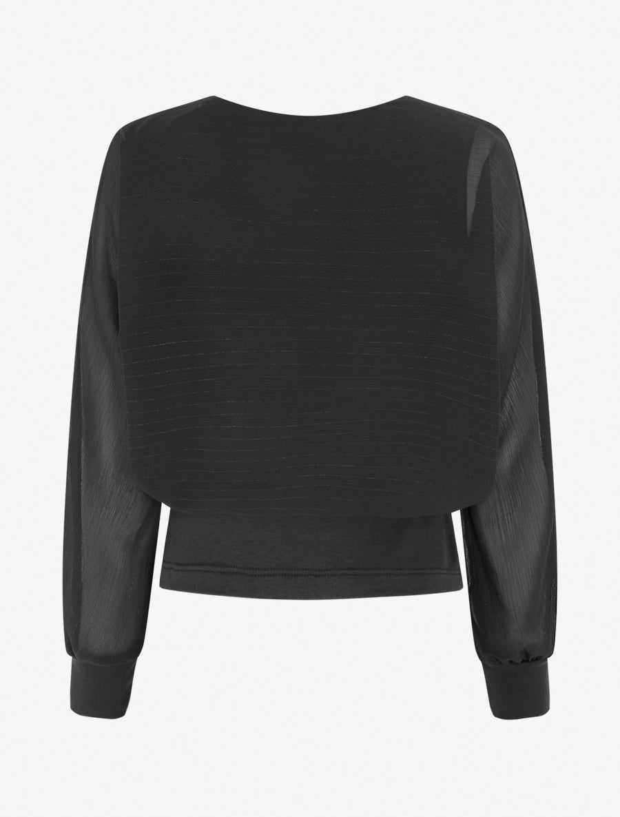 Top à manches style chauve-souris et détail irisé - Noir - 2